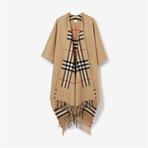 burberry reversible check-to-solid cape|Burberry Check cashmere cape.